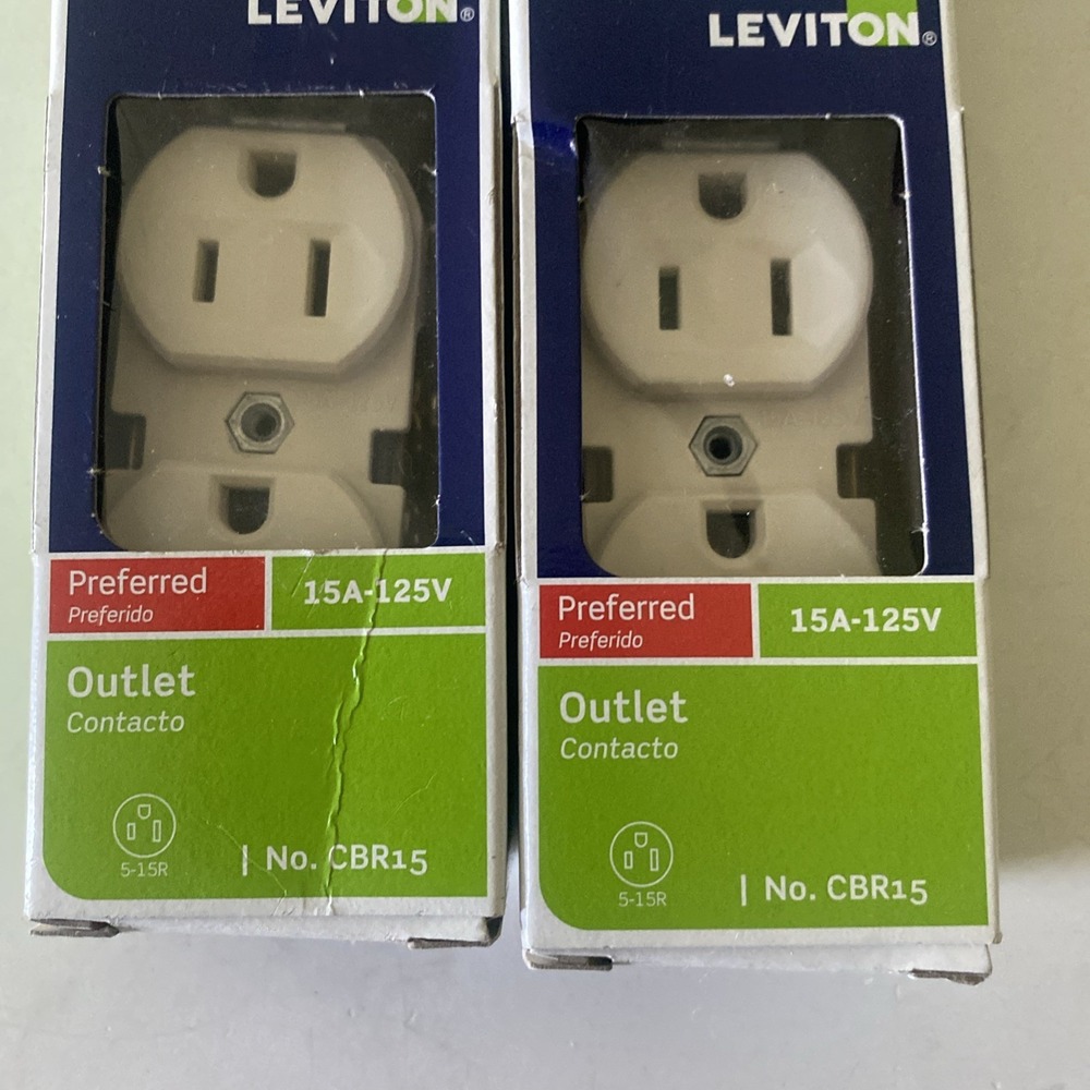 Lot of 4 Leviton CBR15-00T 15A 125V Light Almond Outlet 4.06 H x 1.35 W x 1.08 D - Picture 4 of 8